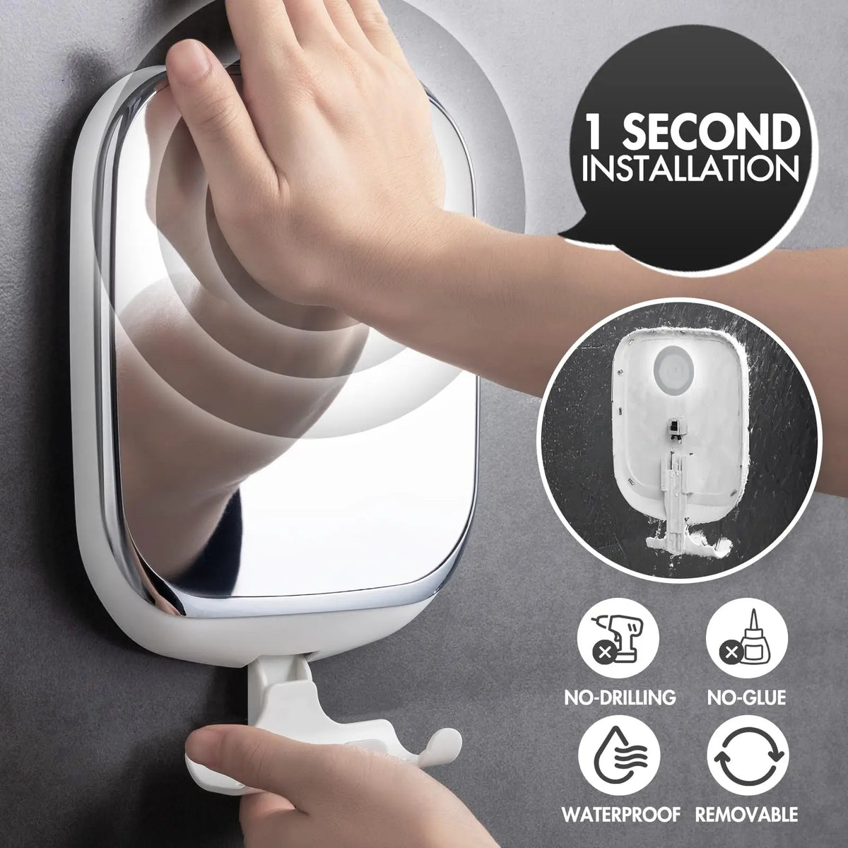 TAILI Shower Fogless Makeup Mirror With Holder Suction Cup Shower Shave Round Acrylic Mirrors Bathroom Mirrors Washroom