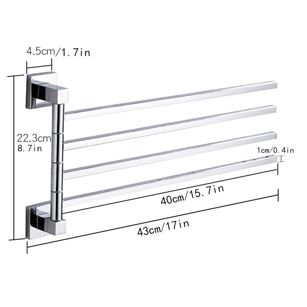 Porte serviette double pivotant en acier chromé