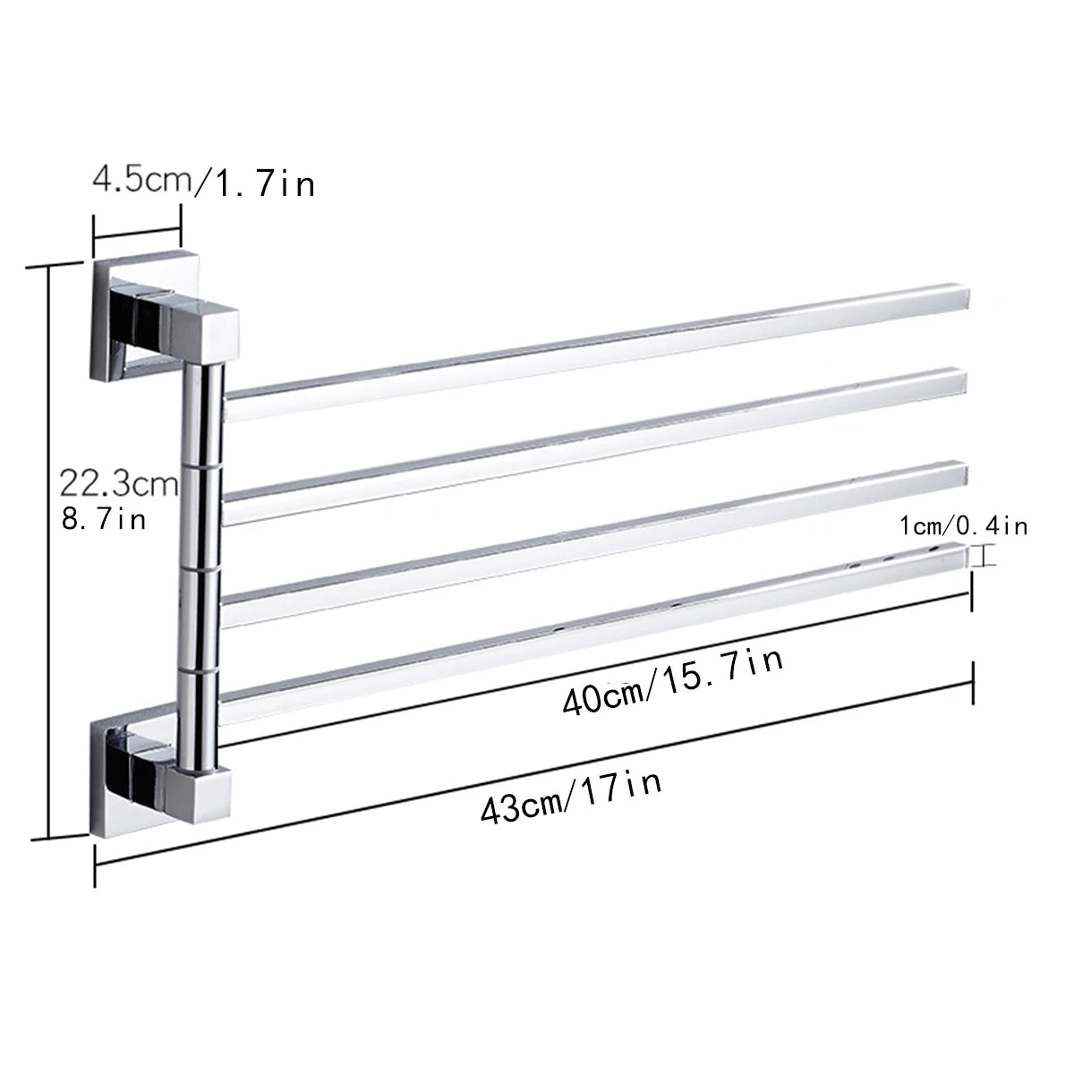 Porte serviette double pivotant en acier chromé