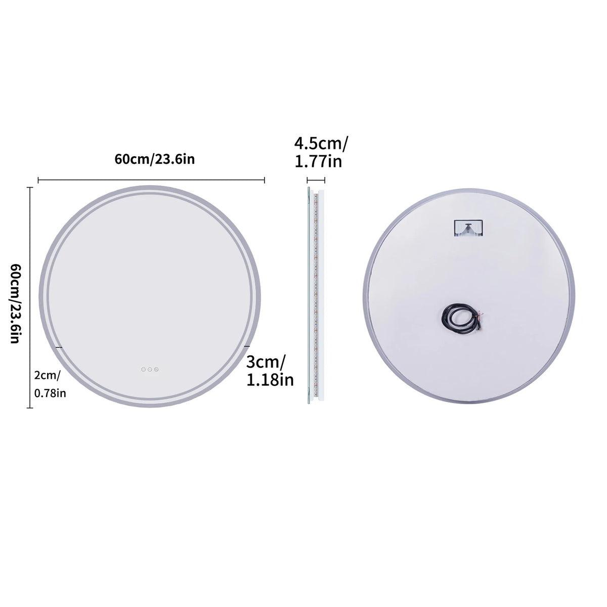 Miroir Lumineux Anti‑buée de Salle de Bain
