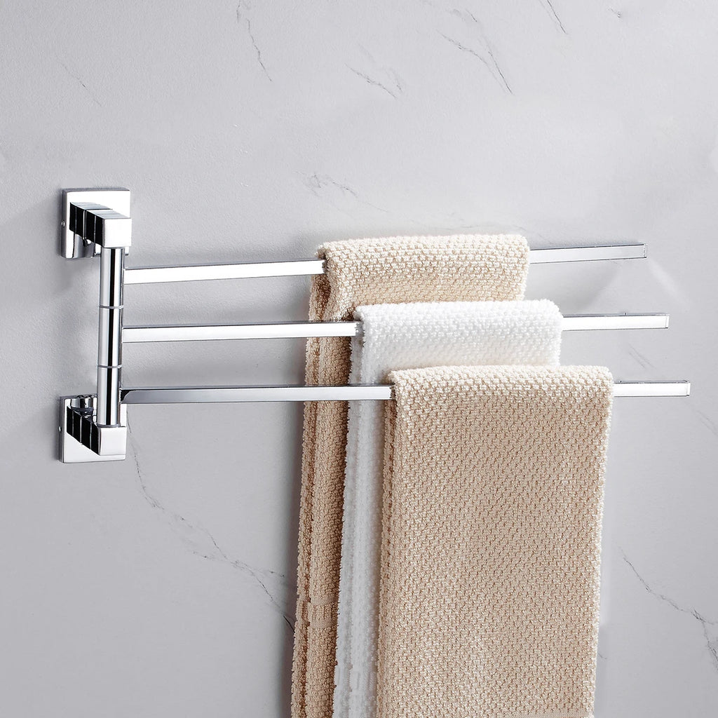 Porte serviette double pivotant en acier chromé