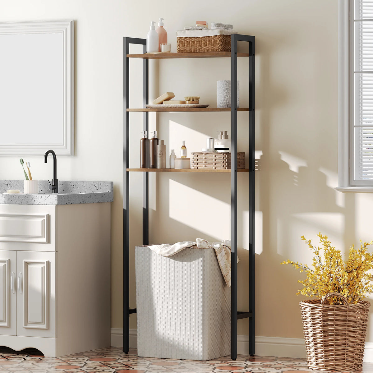 Étagère de salle de bain au-dessus des WC