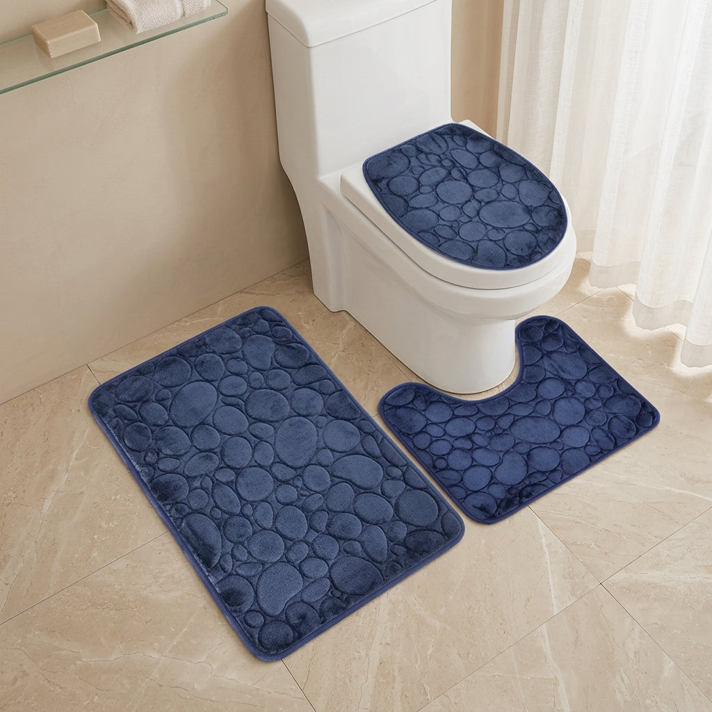 Set de 3 tapis de salle de bain en microfibre