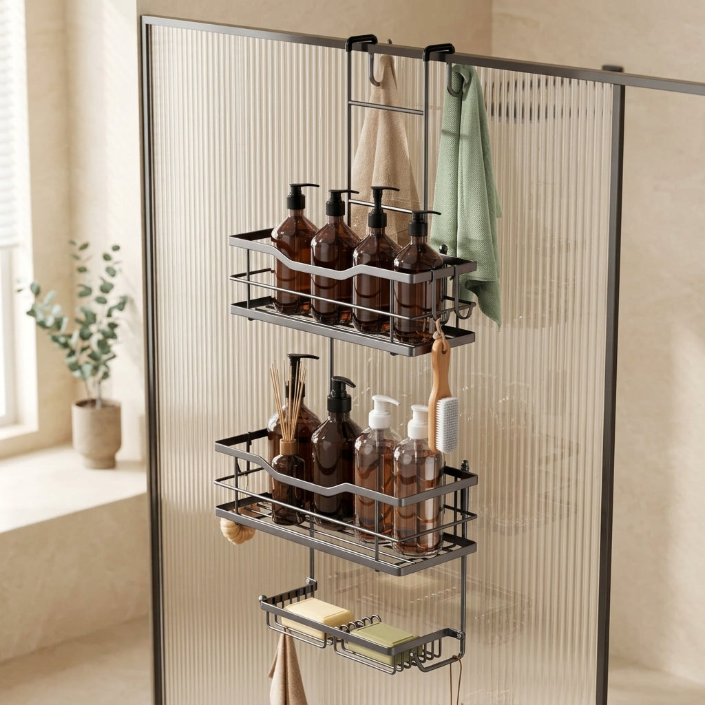 3-Tier Wall-Mounted Shower Cart