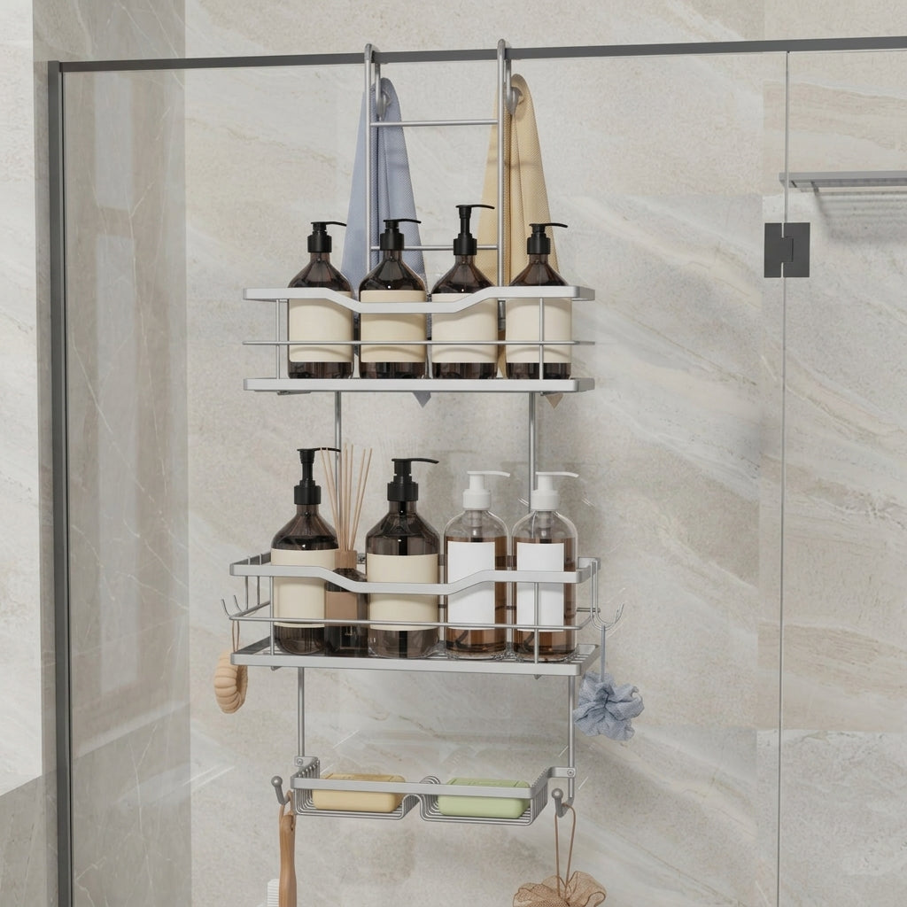 3-Tier Wall-Mounted Shower Cart