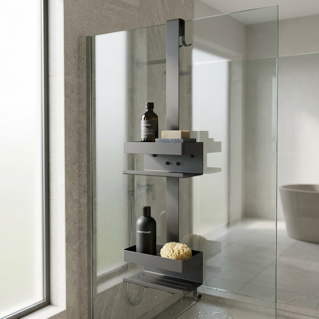 Wall-Mounted Shower Organizer — 2-Tier Shelves