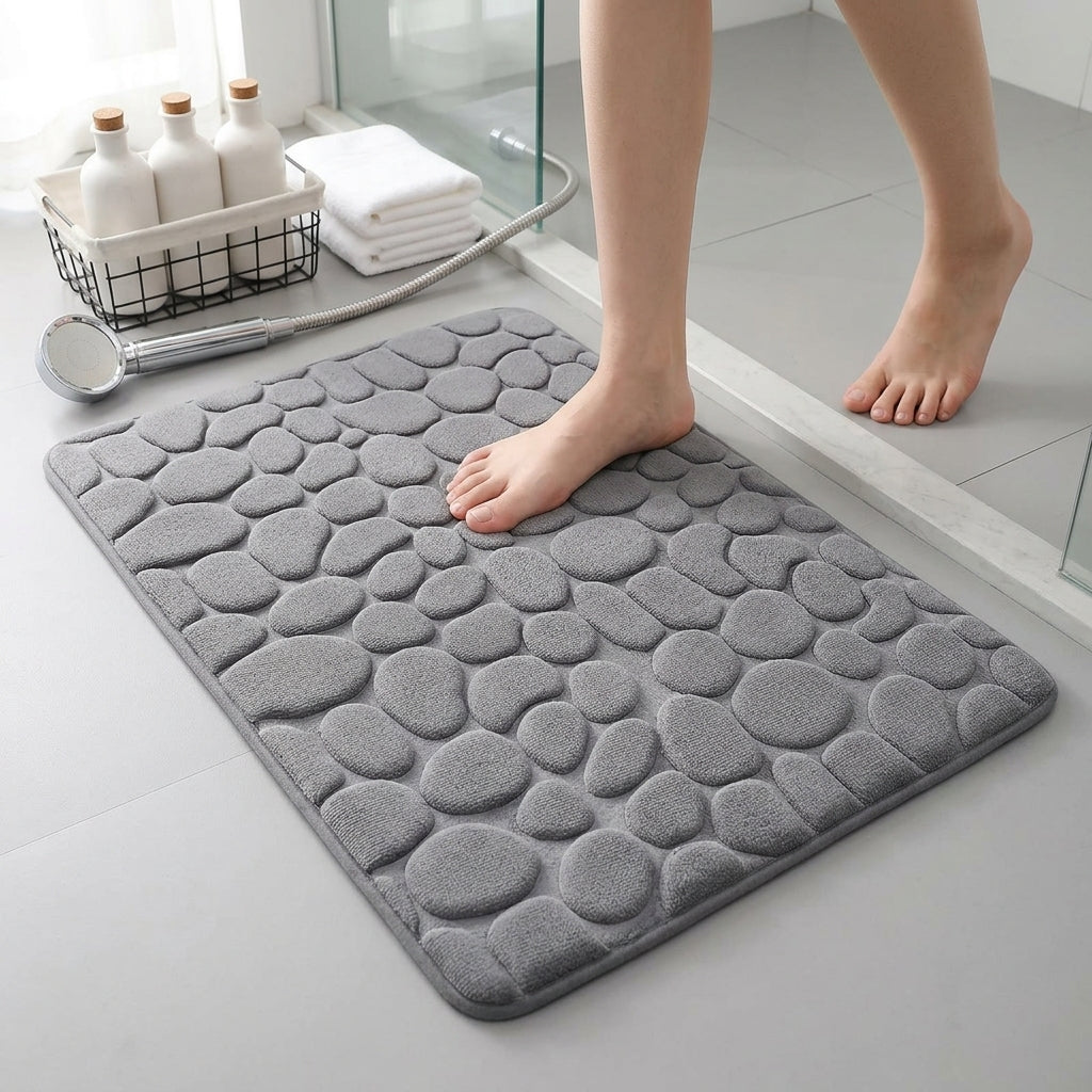 Tapis de Bain 3D Ultra‑Absorbant et Antidérapant