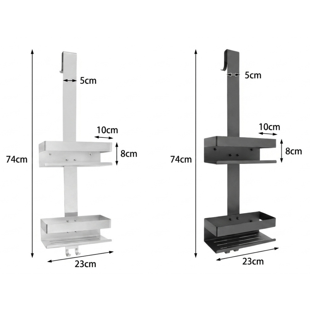 Wall-Mounted Shower Organizer — 2-Tier Shelves