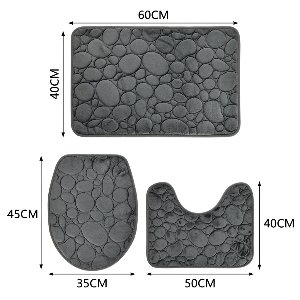 Set de 3 tapis de salle de bain en microfibre
