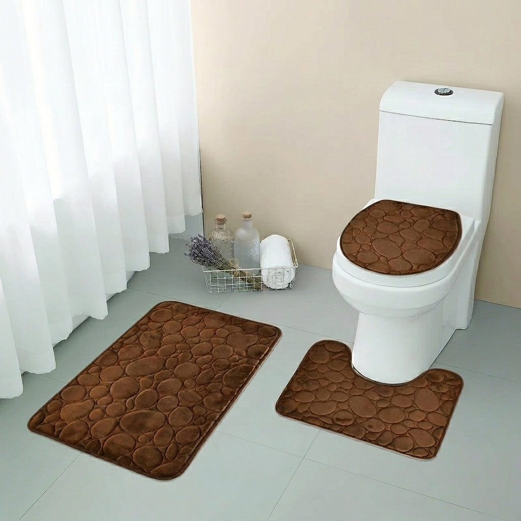 Set de 3 tapis de salle de bain en microfibre